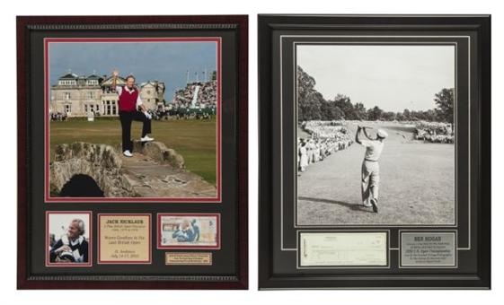 Golf Framed Legends Piece Lot of (2): Ben Hogan Signed Check and Jack Nicklaus Bank Note